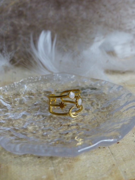 Bague Soleil & Lune – plaqué or
