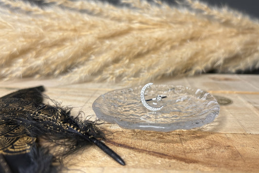 Bague en argent sterling avec motif lune et étoile – bijou féminin élégant
