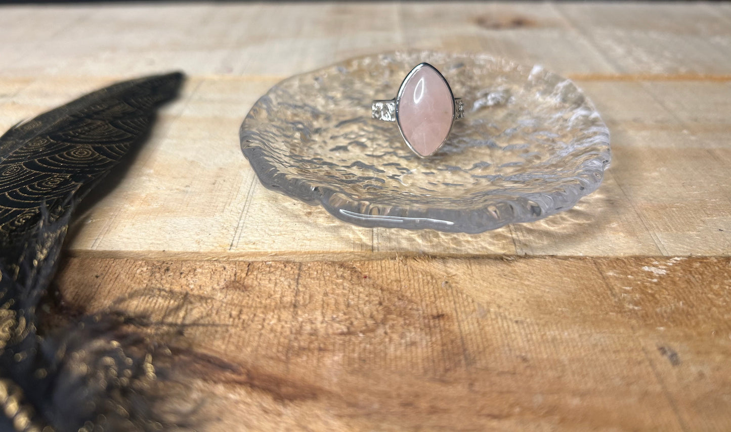 Bague Quartz Rose • Cuivre Argenté • Élégance et Énergie Douce