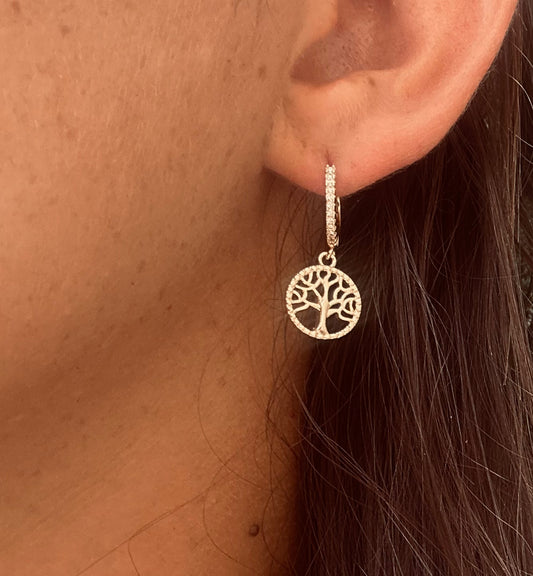 Boucles d’oreilles Pendantes Arbre de Vie Acier Inoxydable