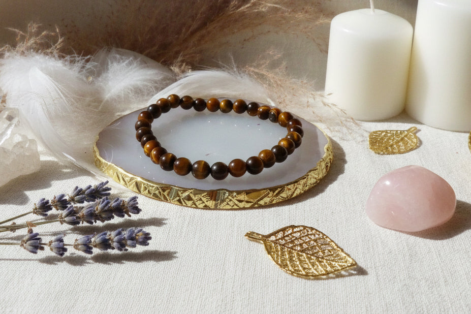 Bracelet de protection en œil de tigre naturel favorisant , la confiance en soi et l’ancrage
