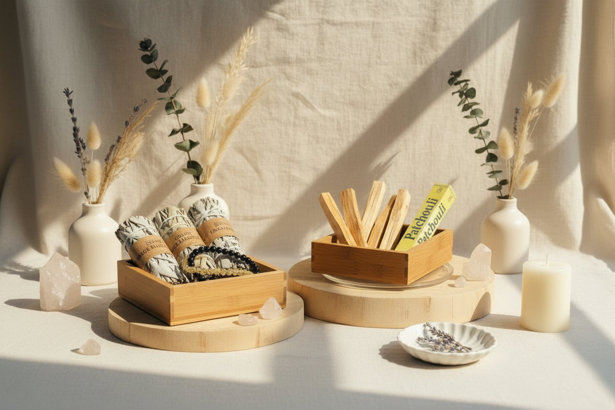 ox énergétique L’au-delà des rêves contenant soins, bijoux, encens et accessoires pour harmoniser les énergies et favoriser le bien-être