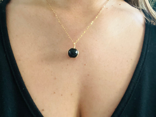 Collier “Protection Élégante” – Obsidienne Noire