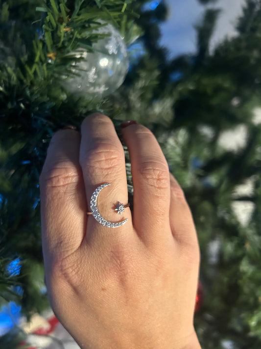 Bague Lune & Étoile – Argent