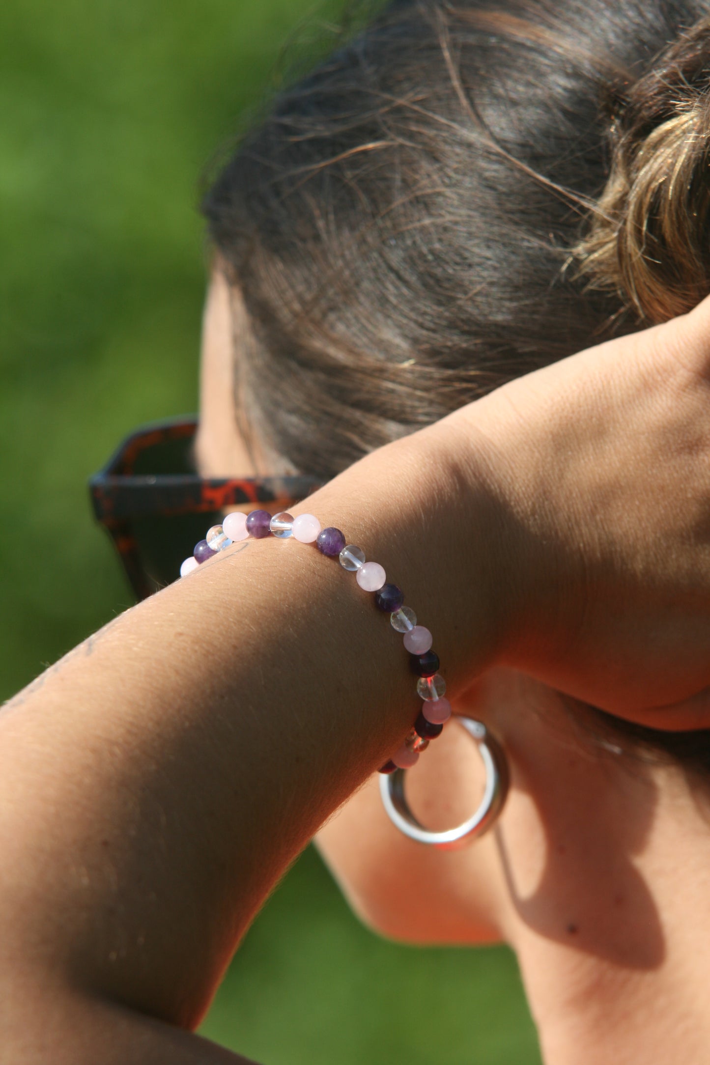 Bracelet Harmonie – Améthyste, Quartz Rose & Cristal de Roche
