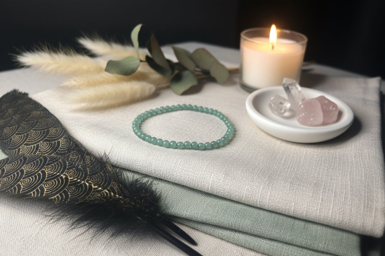Bracelet en aventurine verte naturelle, bijou énergétique de chance et d’équilibre