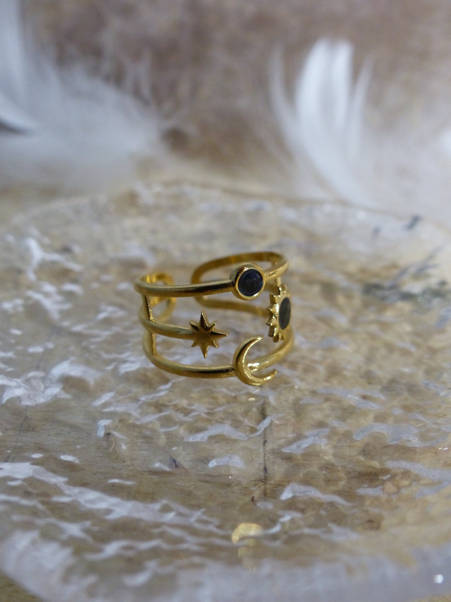 Bague Soleil & Lune – plaqué or
