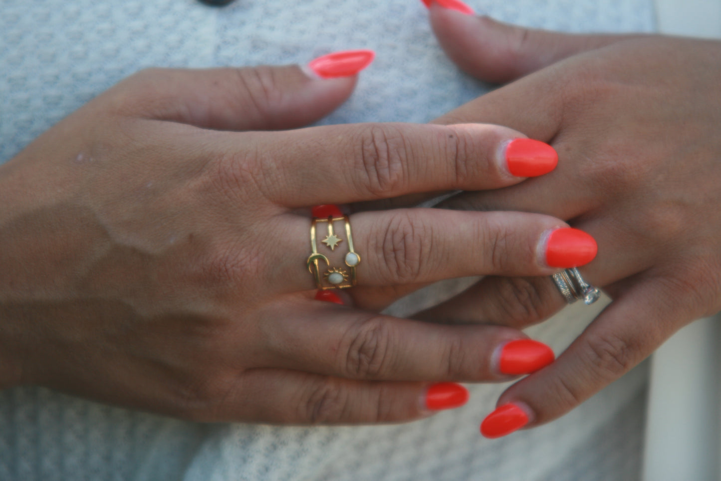 Bague Soleil & Lune – plaqué or