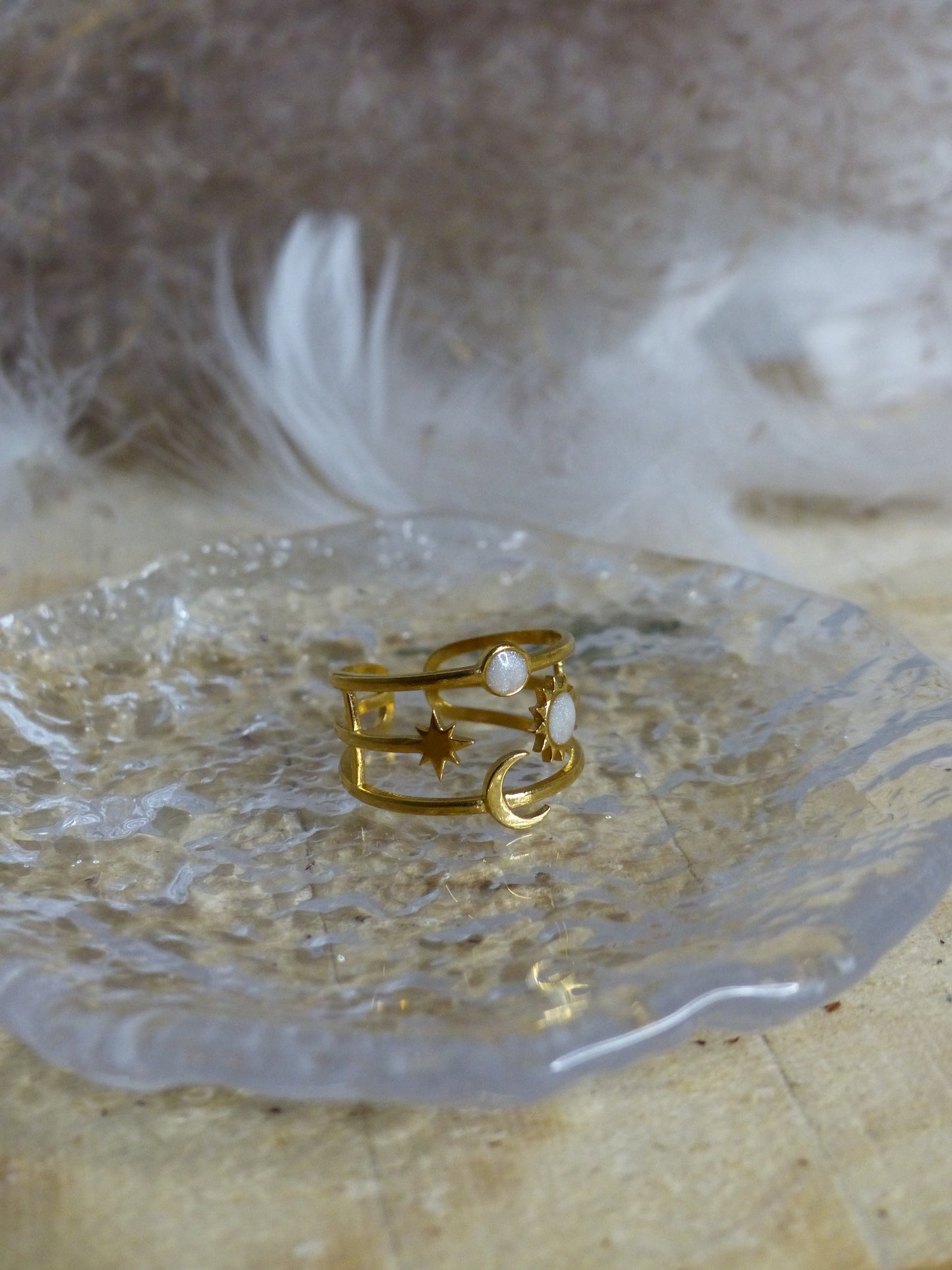 Bague Soleil & Lune – plaqué or