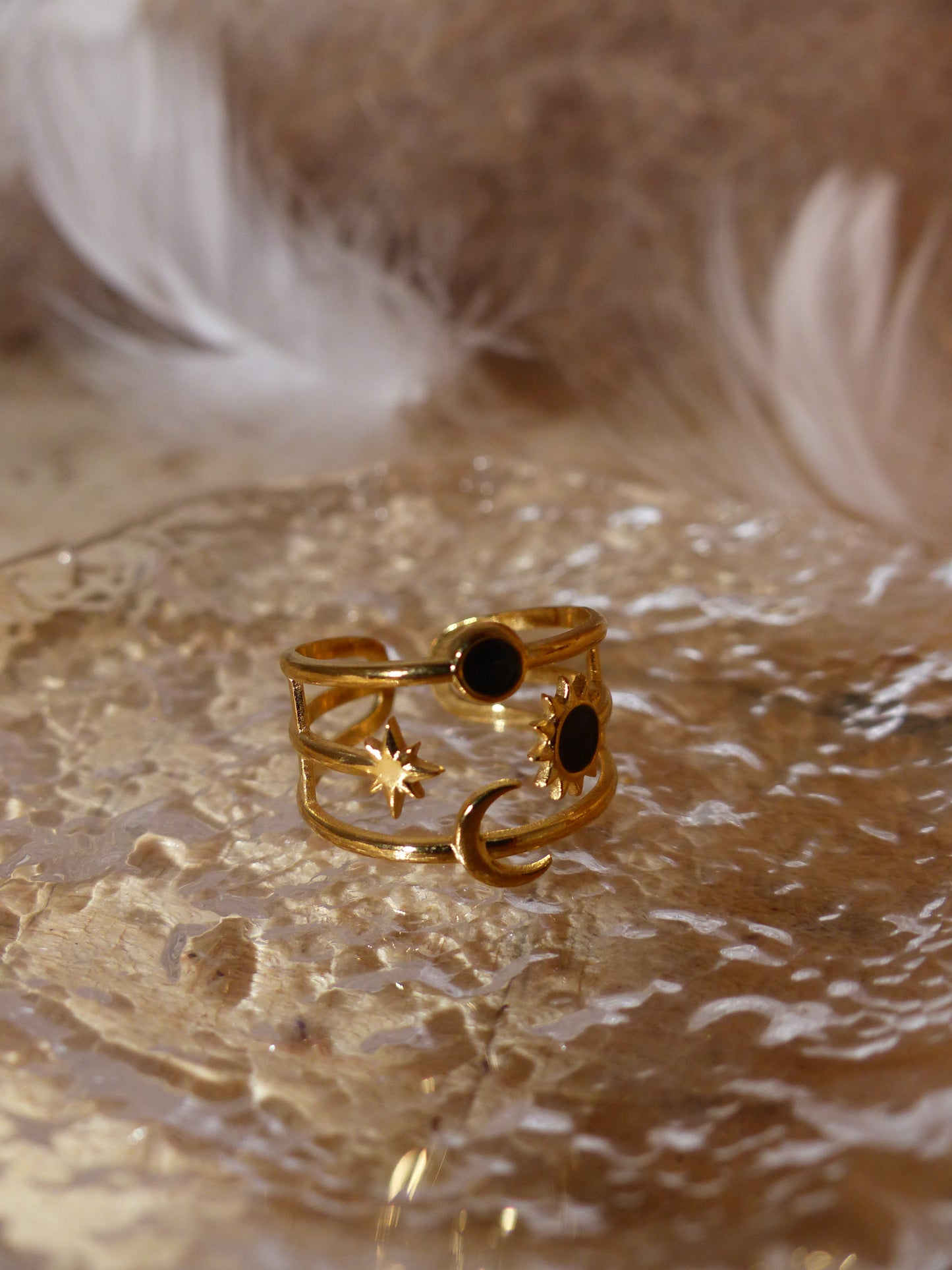 Bague Soleil & Lune – plaqué or