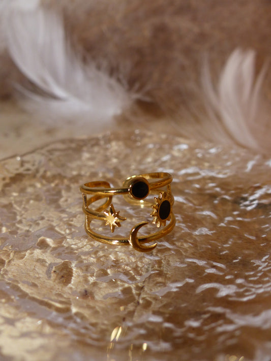 Bague Soleil & Lune – plaqué or