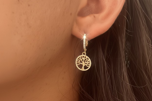 Boucles d’oreilles Pendantes Arbre de Vie acier inoxydable élégantes