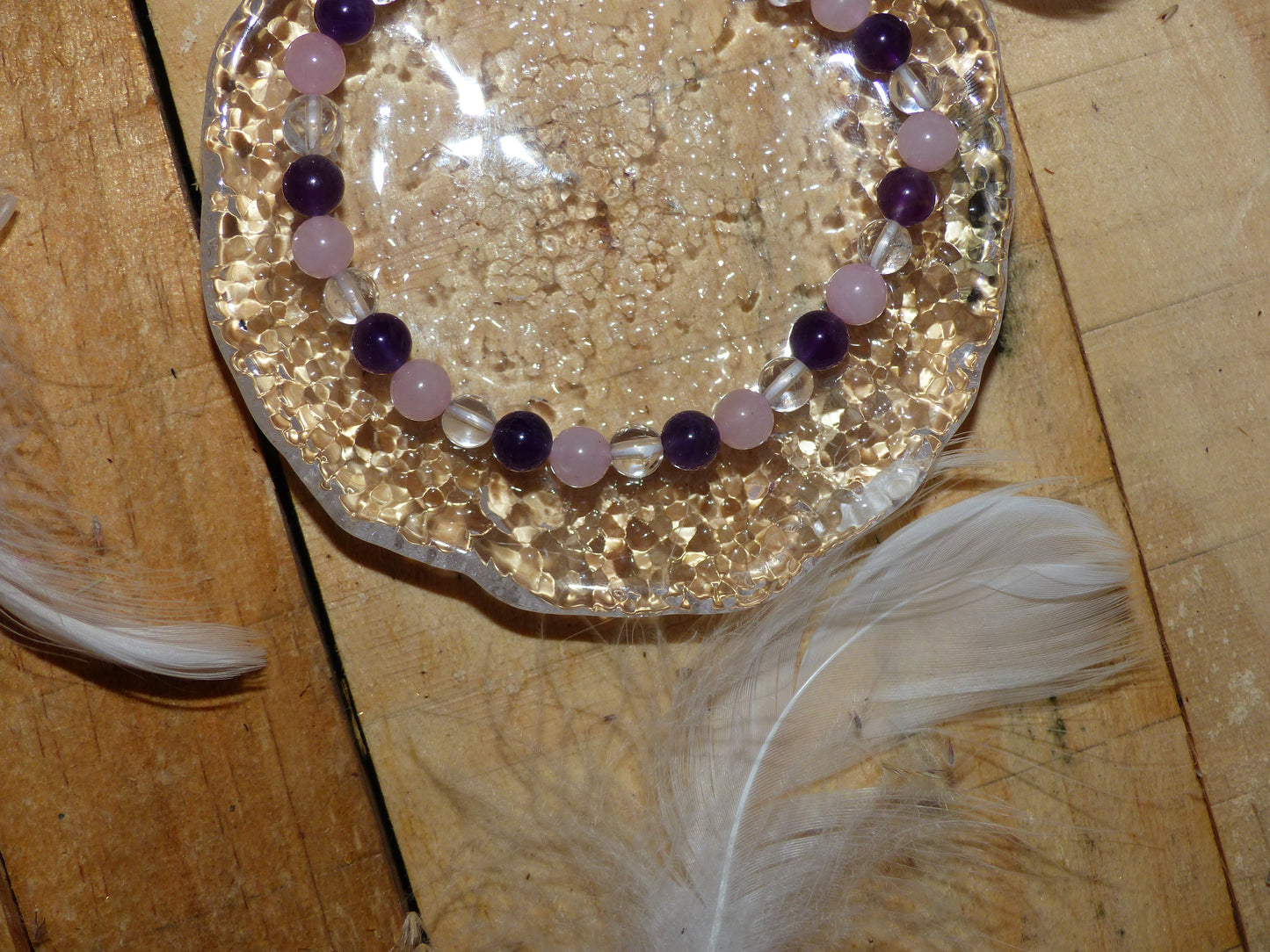 Bracelet Harmonie – Améthyste, Quartz Rose & Cristal de Roche