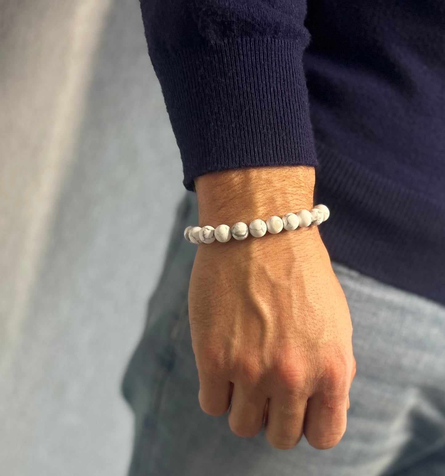 Bracelet en howlite naturelle 