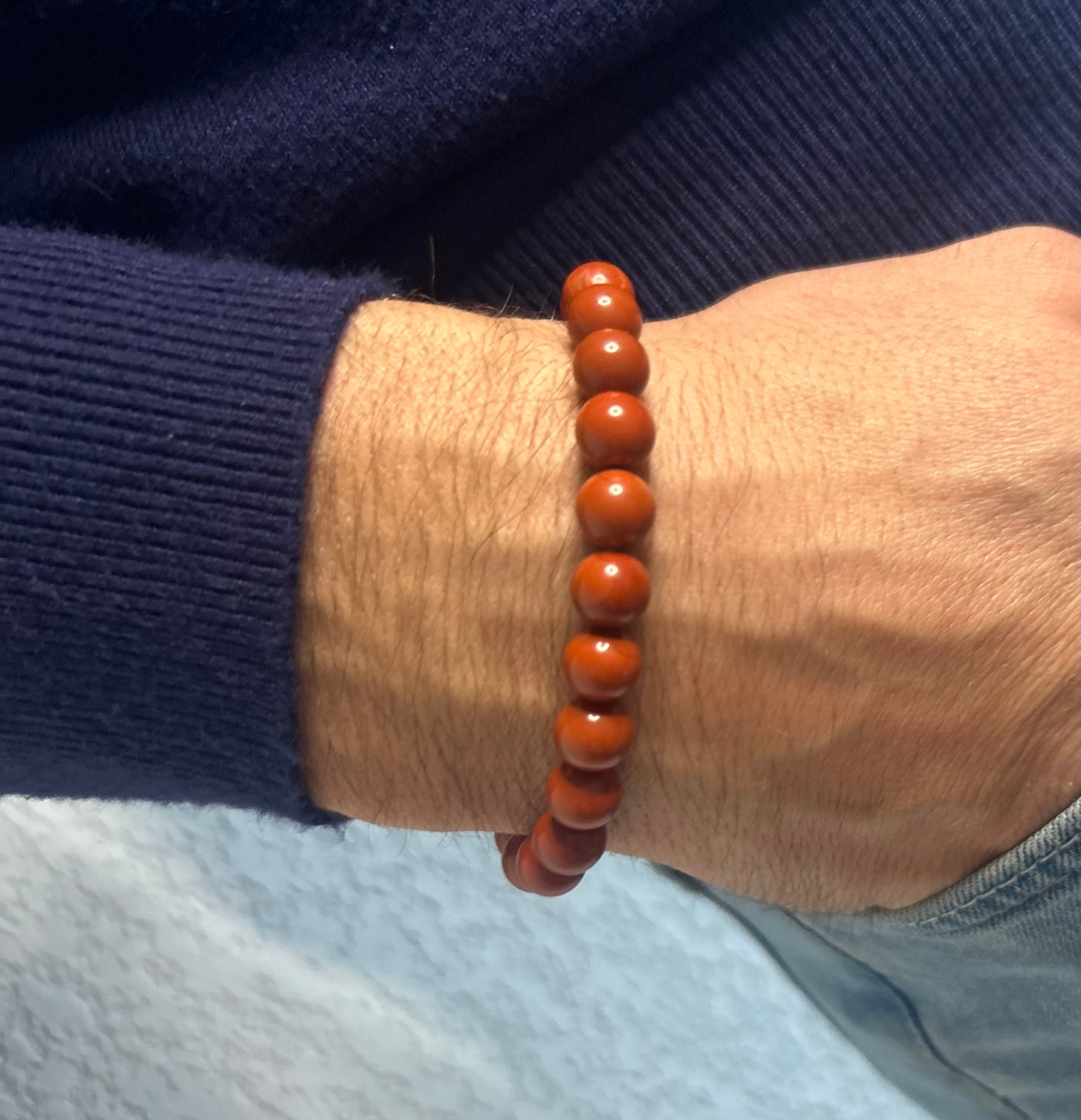 Bracelet en jaspe rouge naturel favorisant la stabilité, la vitalité 