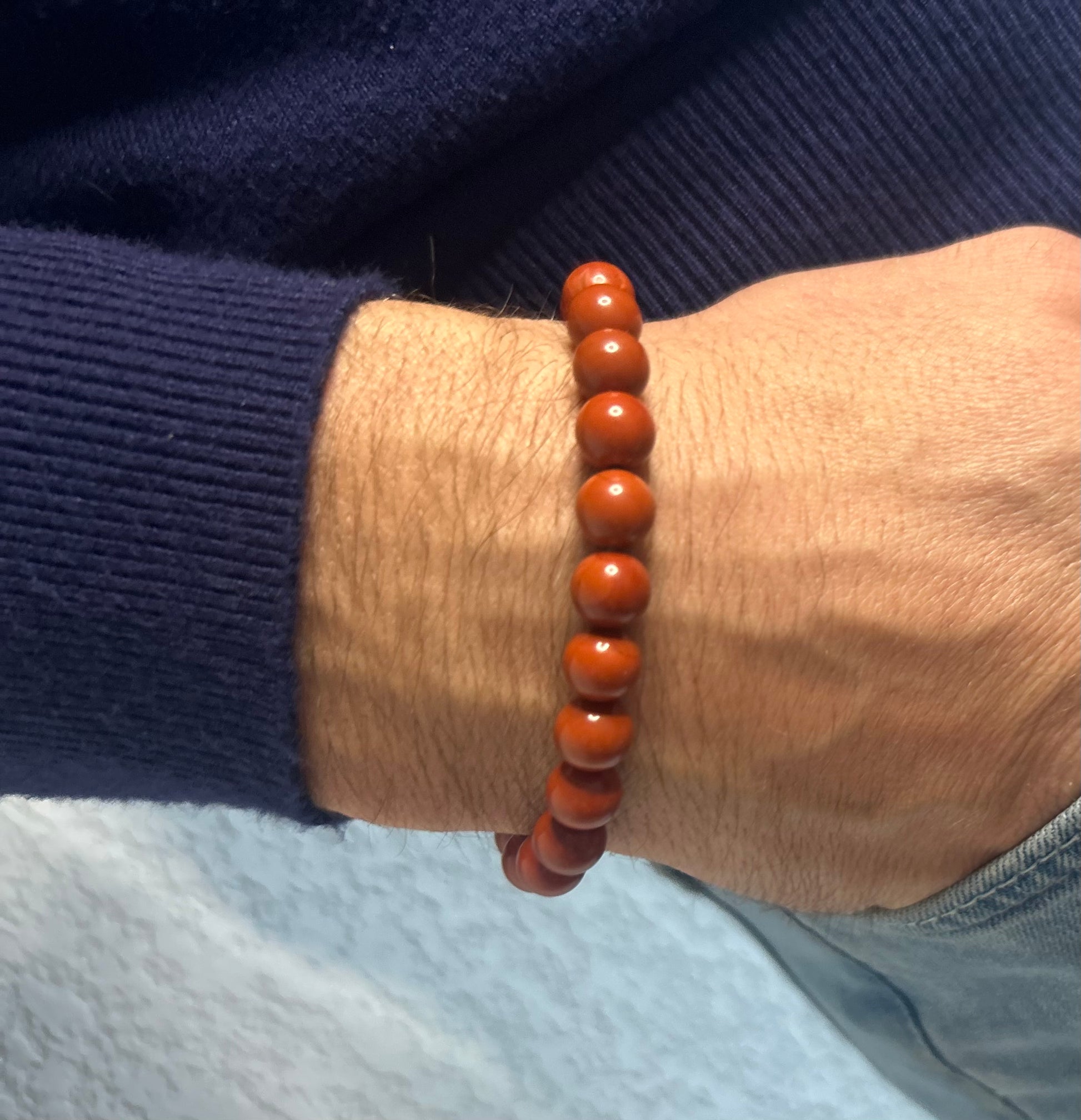 Bracelet en jaspe rouge naturel favorisant la stabilité, la vitalité 