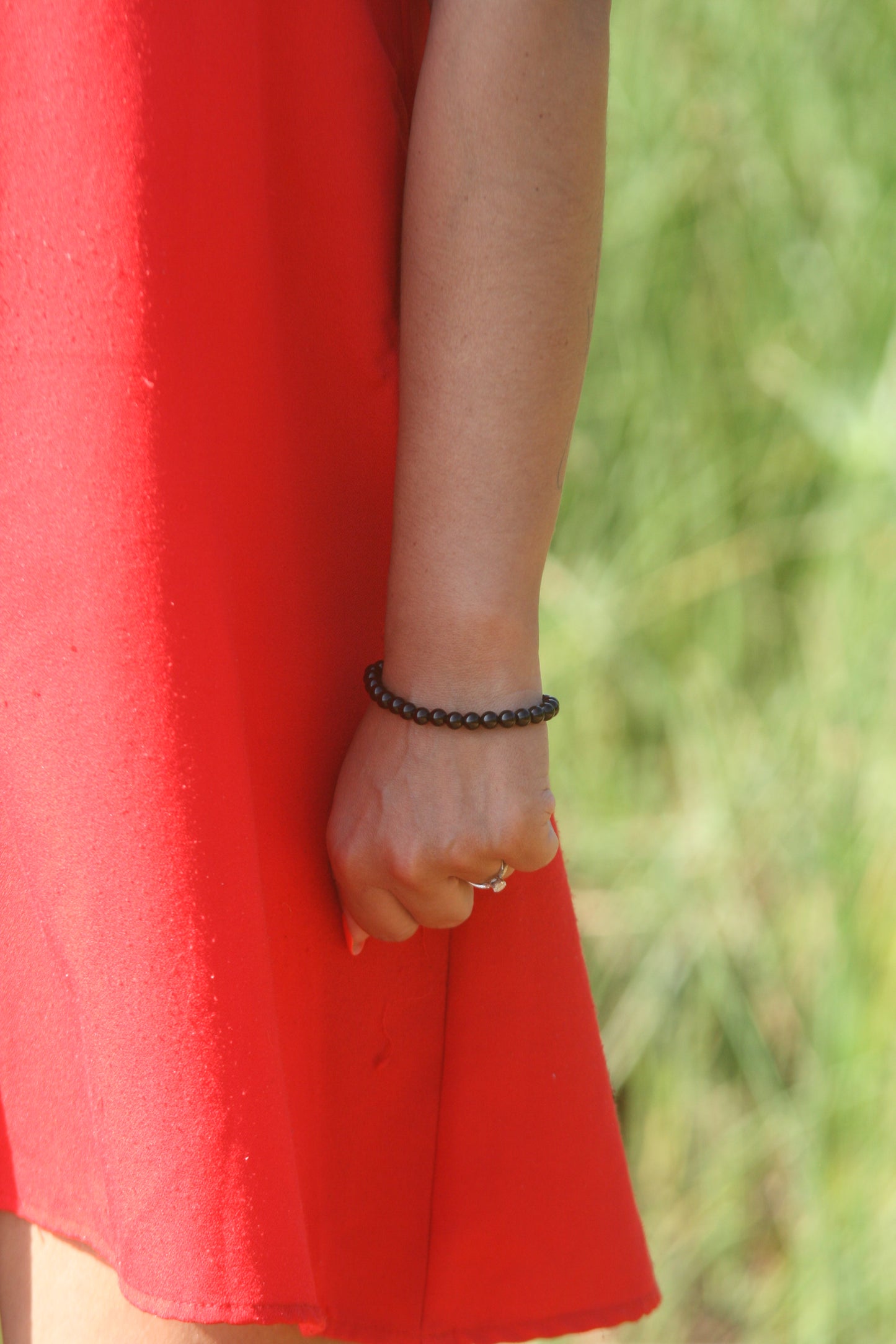 Bracelet Bouclier – Obsidienne noire