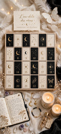 Calendrier de l’Avent avec carnet, bougies, cristaux, papillon
