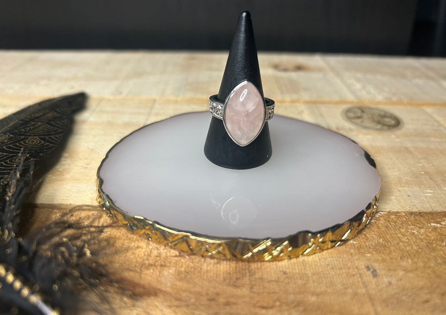 Bague Quartz Rose • Cuivre Argenté • Élégance et Énergie Douce