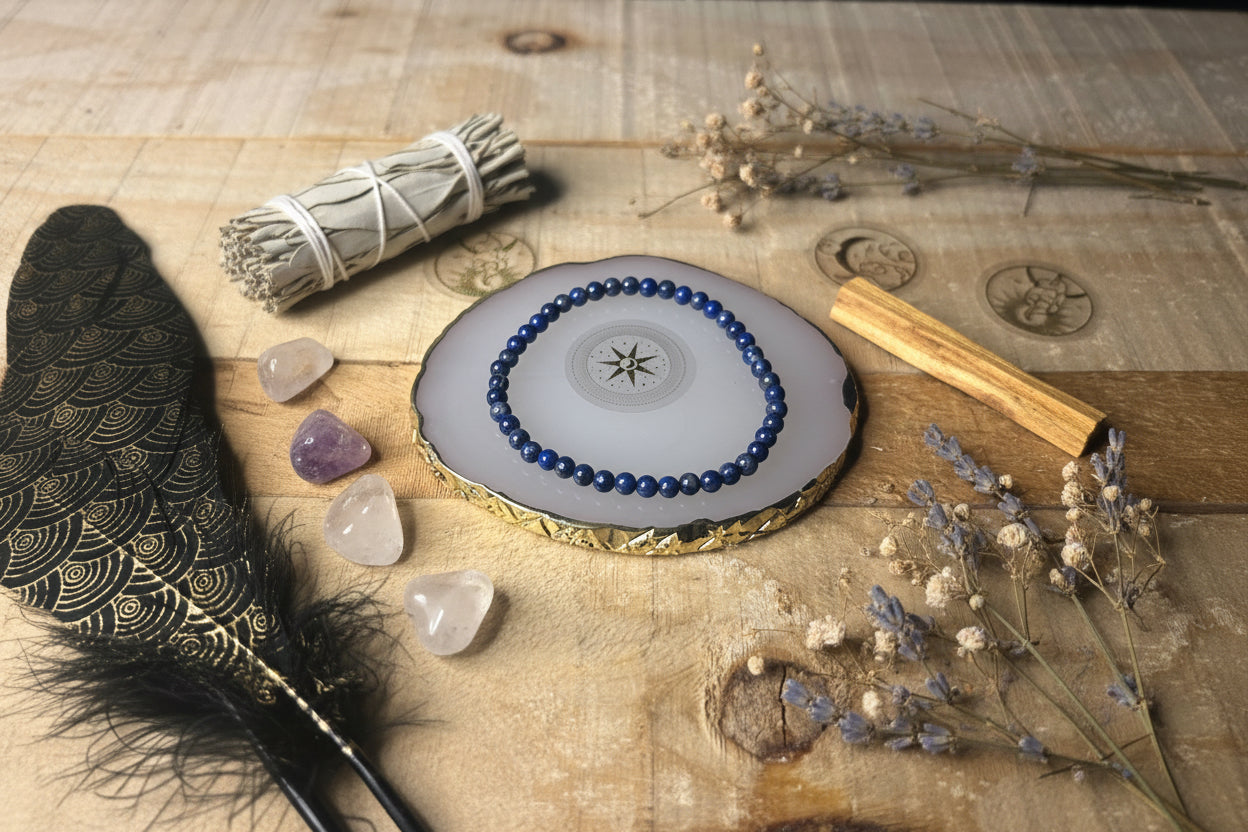 Bracelet en lapis-lazuli naturel favorisant la communication, la confiance 