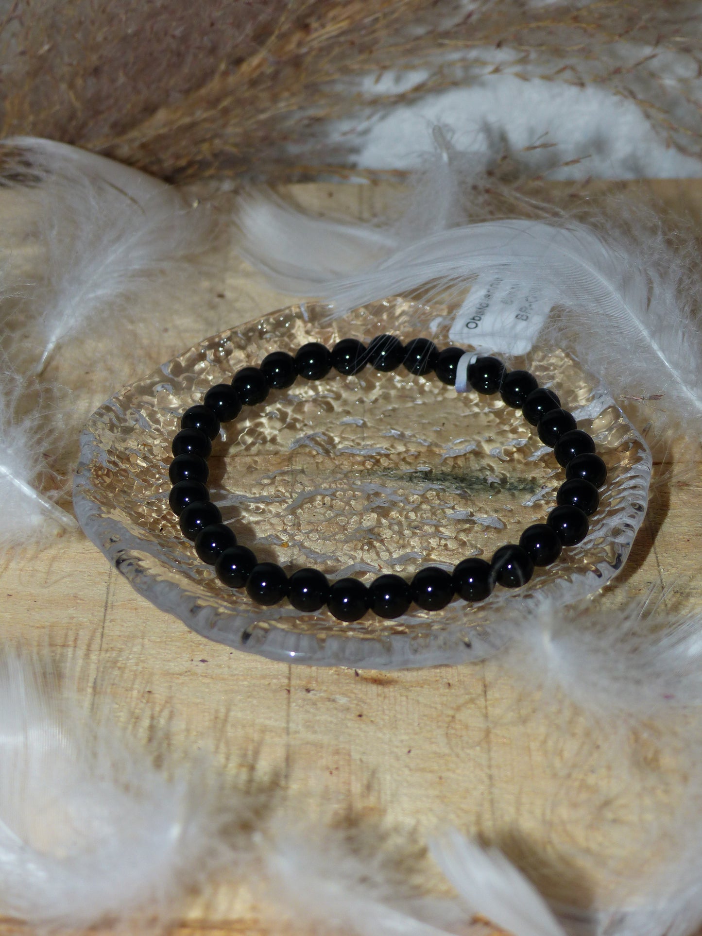 Bracelet Bouclier – Obsidienne noire