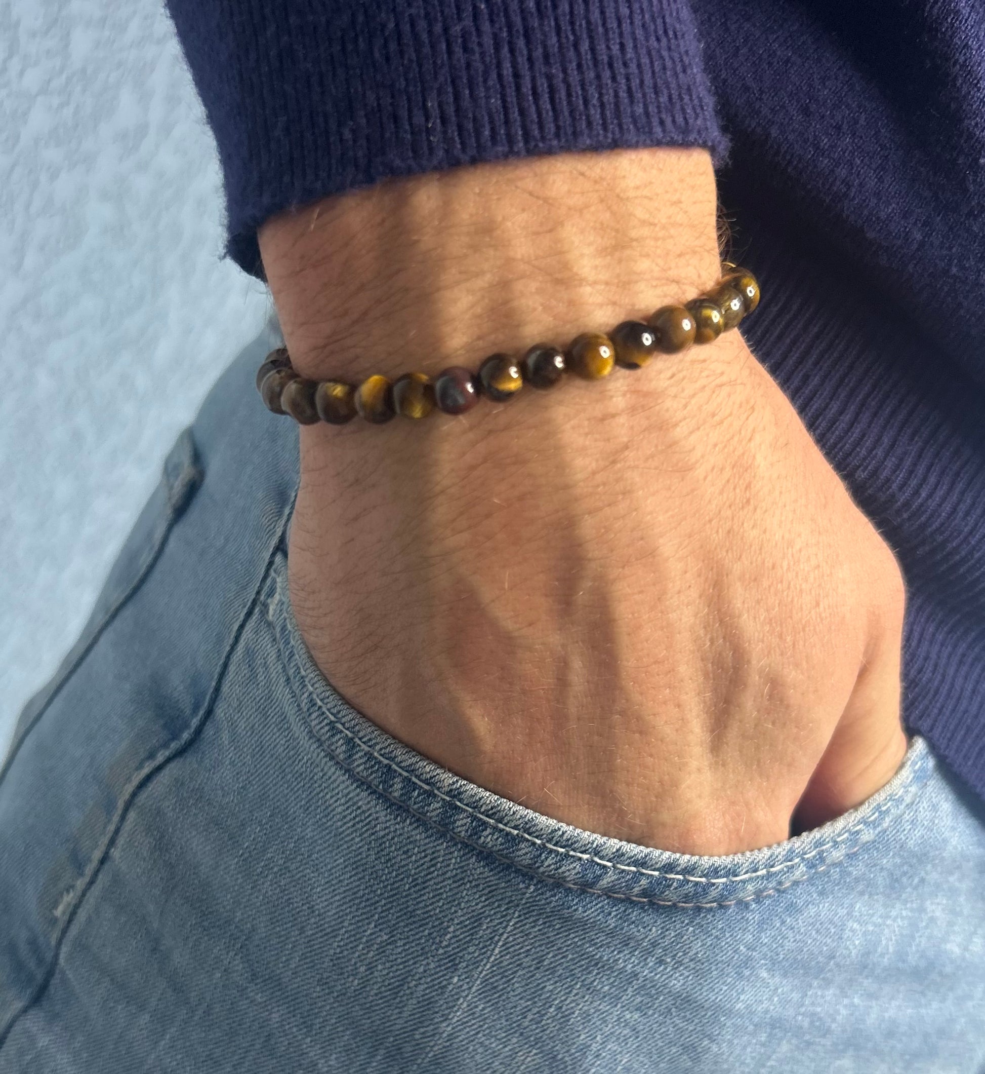 Bracelet en œil de tigre naturel favorisant la protection