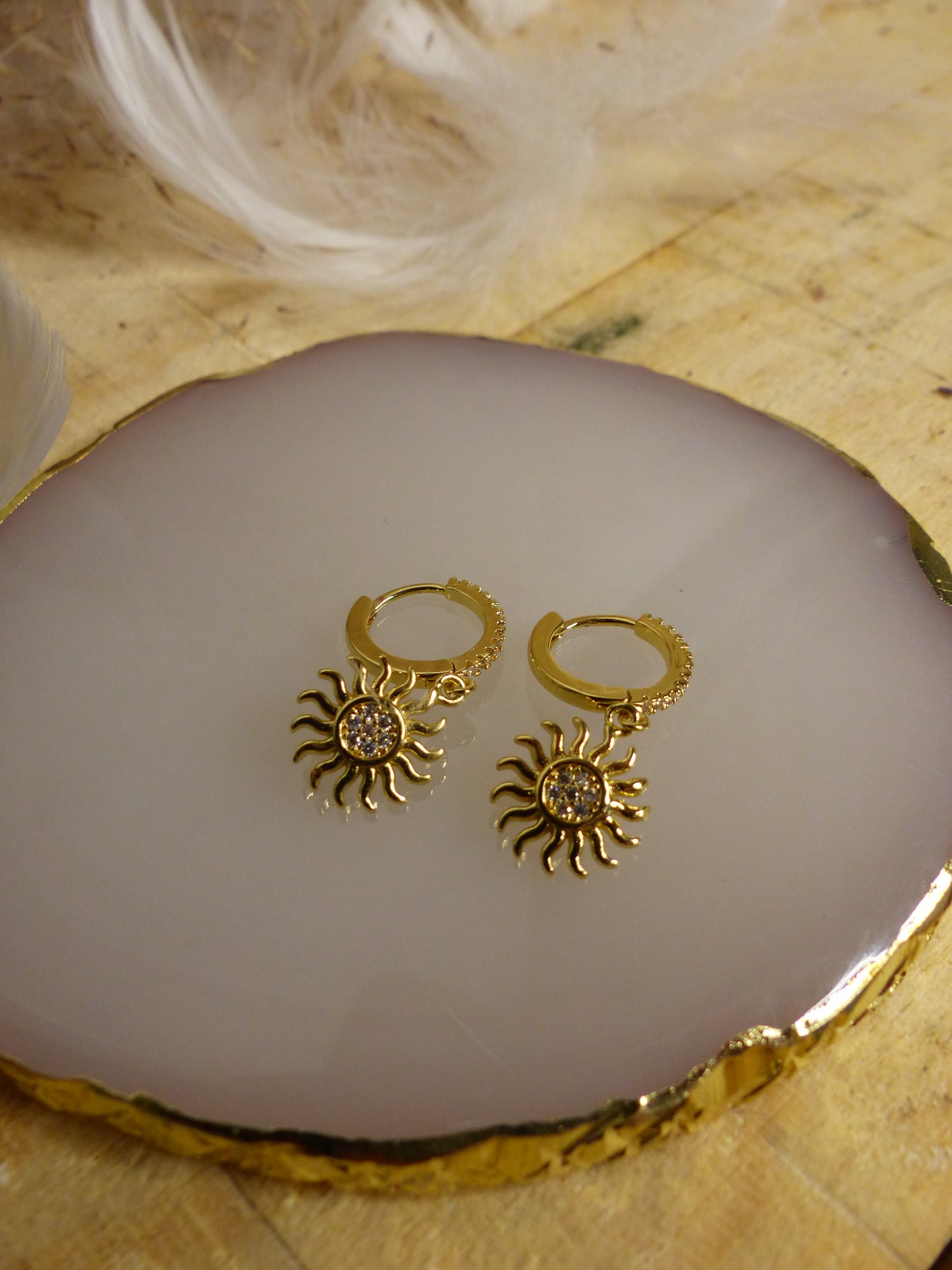 Boucles d’Oreilles Pendantes Soleil – Acier Inoxydable