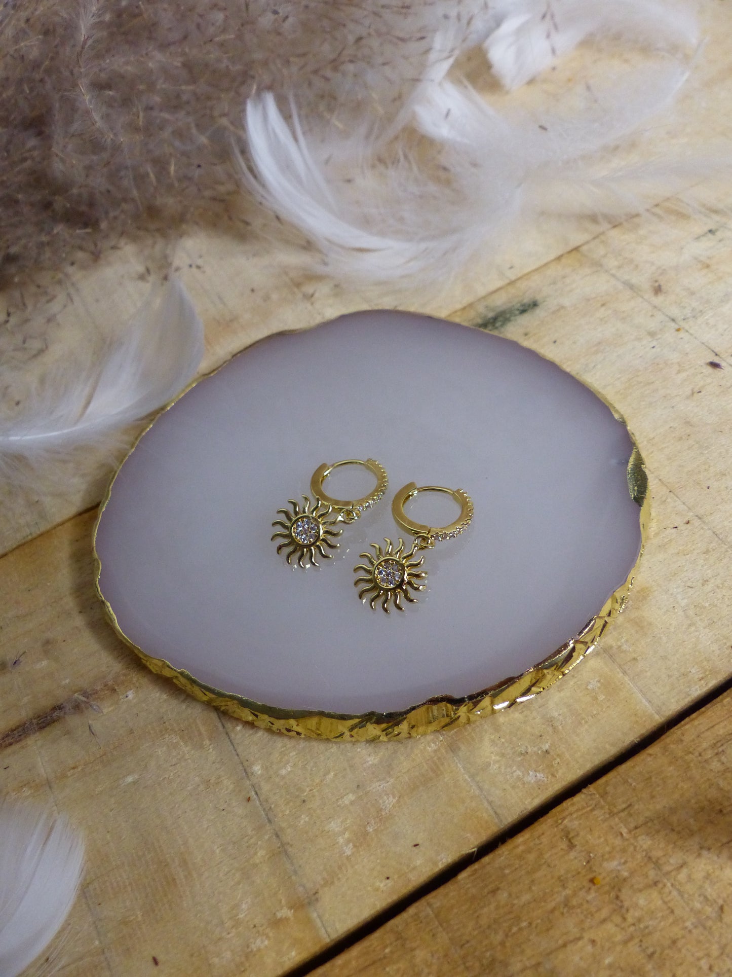 Boucles d’Oreilles Pendantes Soleil – Acier Inoxydable