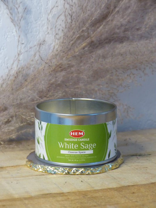 Bougie parfumée Sauge Blanche avec pierre naturelle – Purification & Sérénité