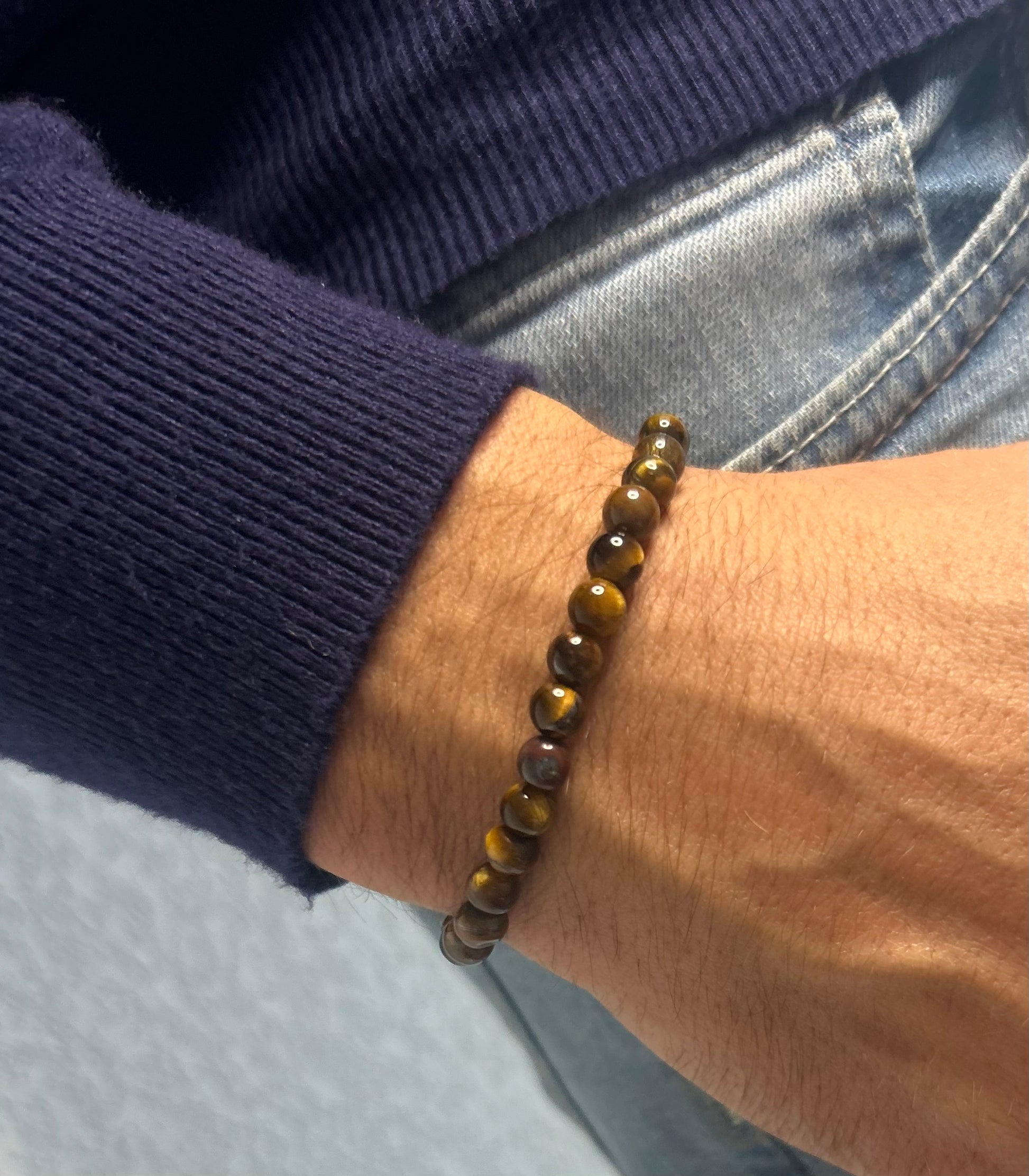 Bracelet en œil de tigre naturel favorisant la protection, la confiance en soi et l’ancrage