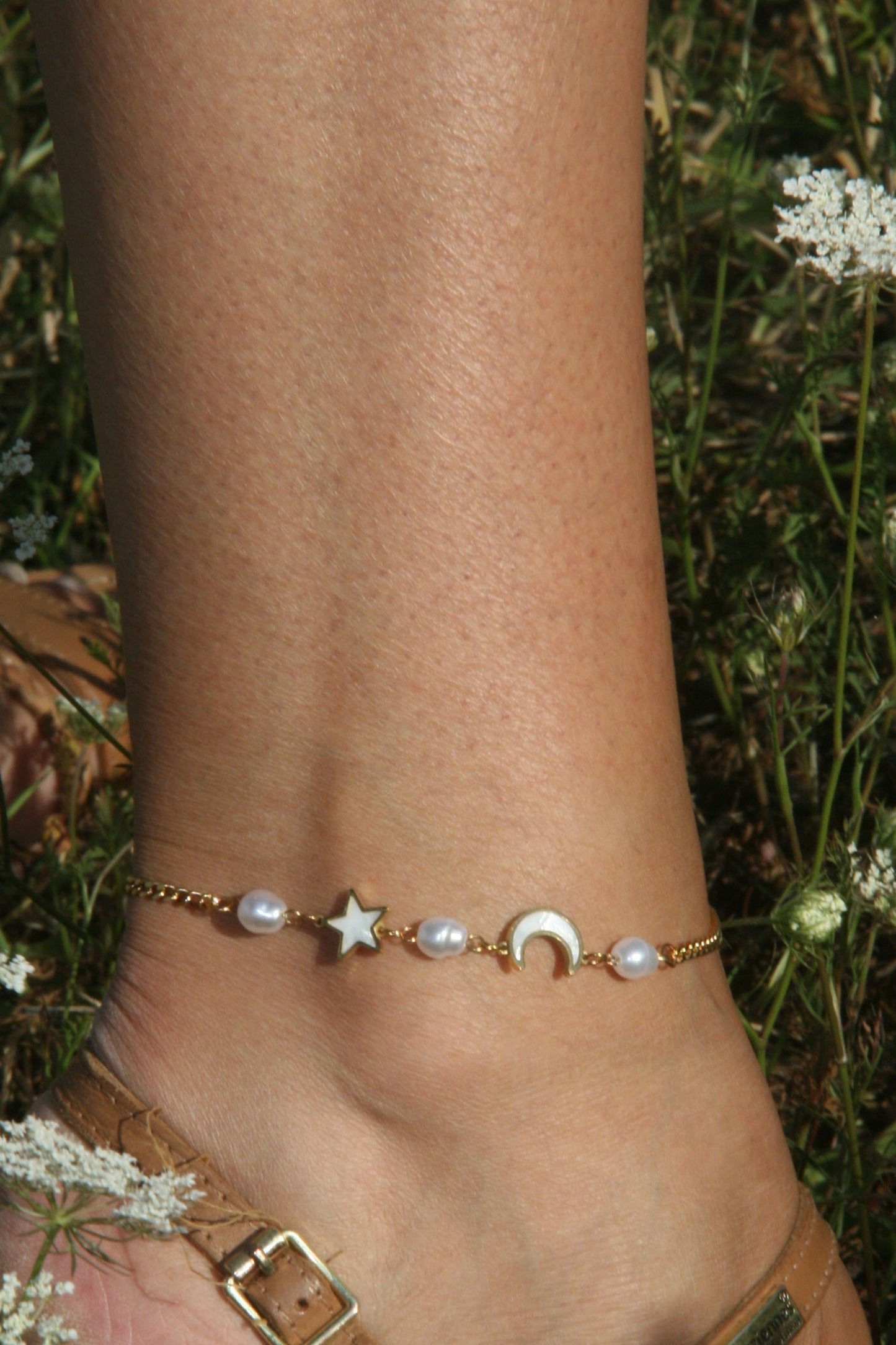 Bracelet de cheville Lune & Soleil en acier inoxydable élégant