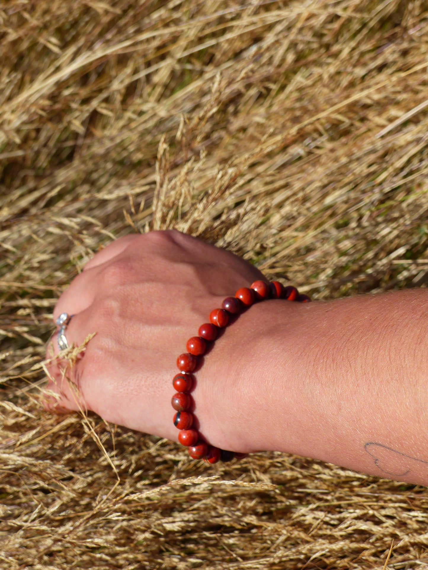 Bracelet jaspe rouge naturel, pierre d’ancrage et de vitalité
