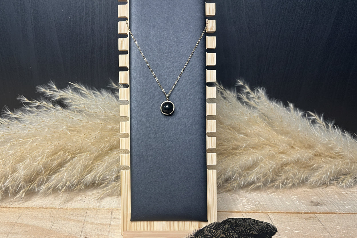 Collier en obsidienne noire naturelle favorisant la protection, l’ancrage 